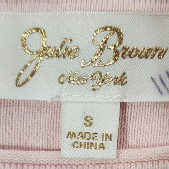 Julie Brown Pink Floral Slightly Sheer 3/4 Sleeves Lightweight Sweater Size Smal - Picture 6 of 6